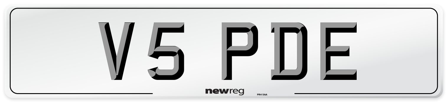 V5 PDE Number Plate from New Reg